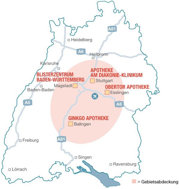 Scheuerle Pharmazie - Gebietsabdeckung