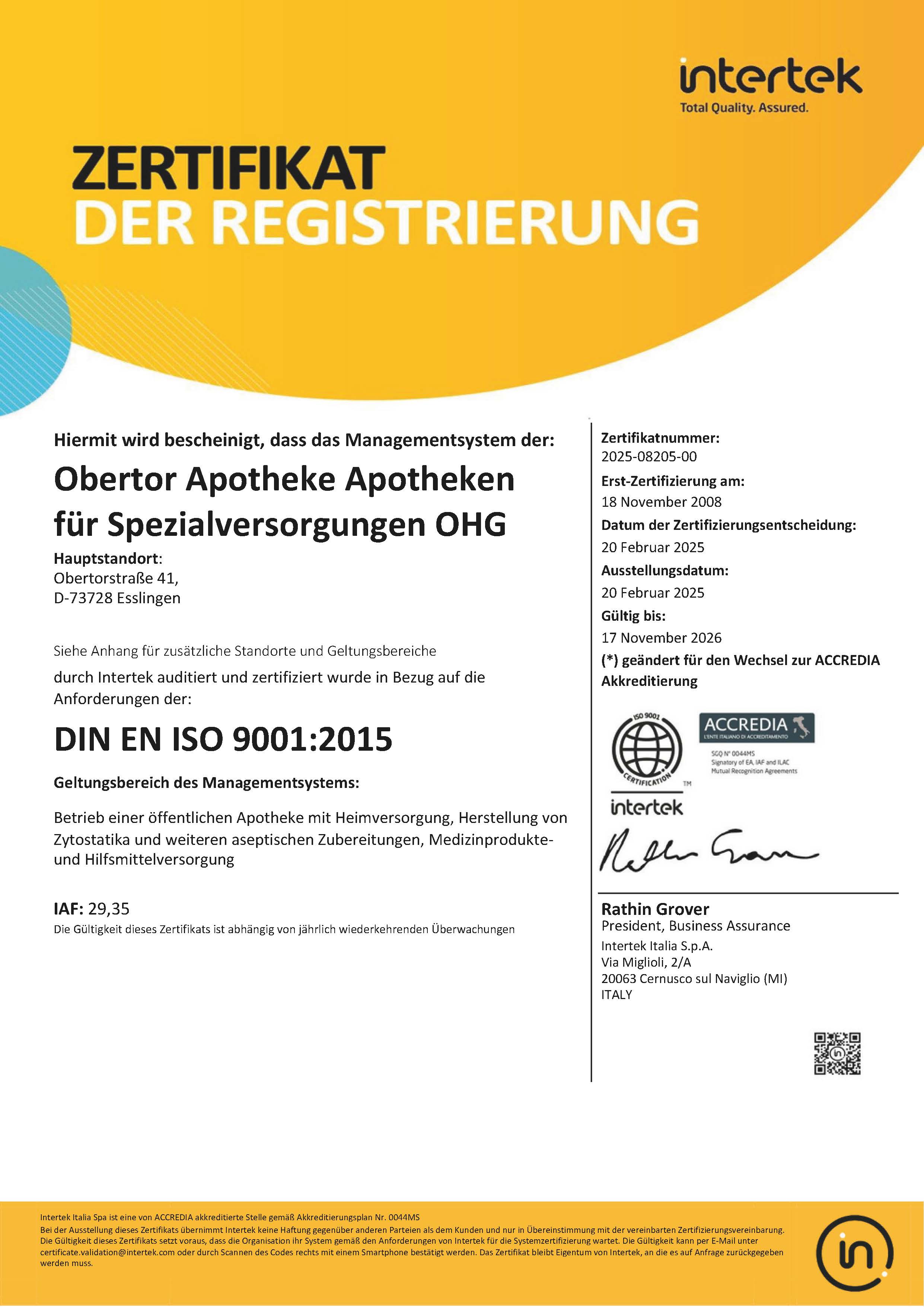 intertek_Total Quality. Assured. - Zertifikat Download